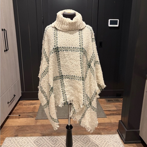 Cost Plus World Market Jackets & Blazers - World Market Plaid Cowl Neck Poncho Sweater | One Size